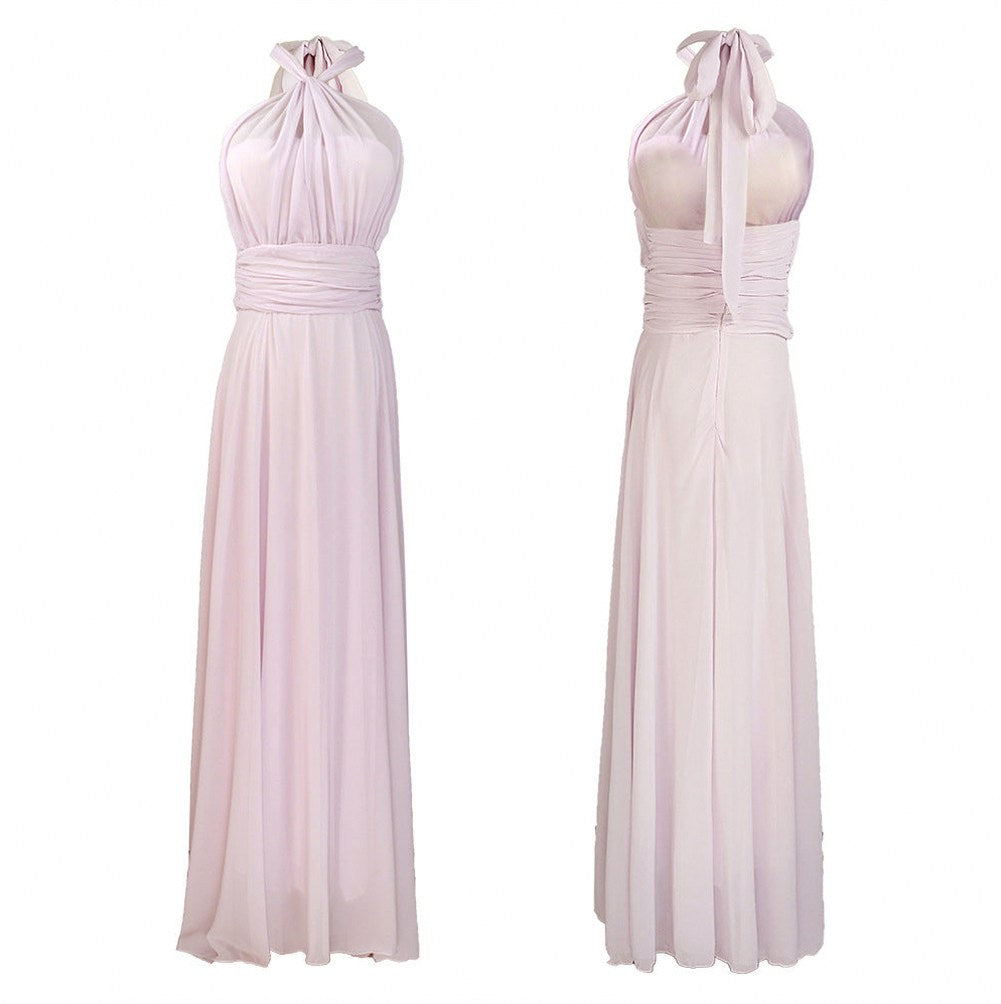 Chiffon Halter Ruched Maxi Dress