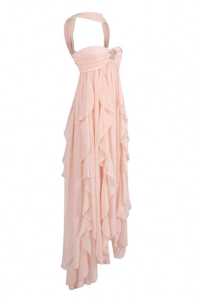 Chiffon Halter Tiered Maxi Dress