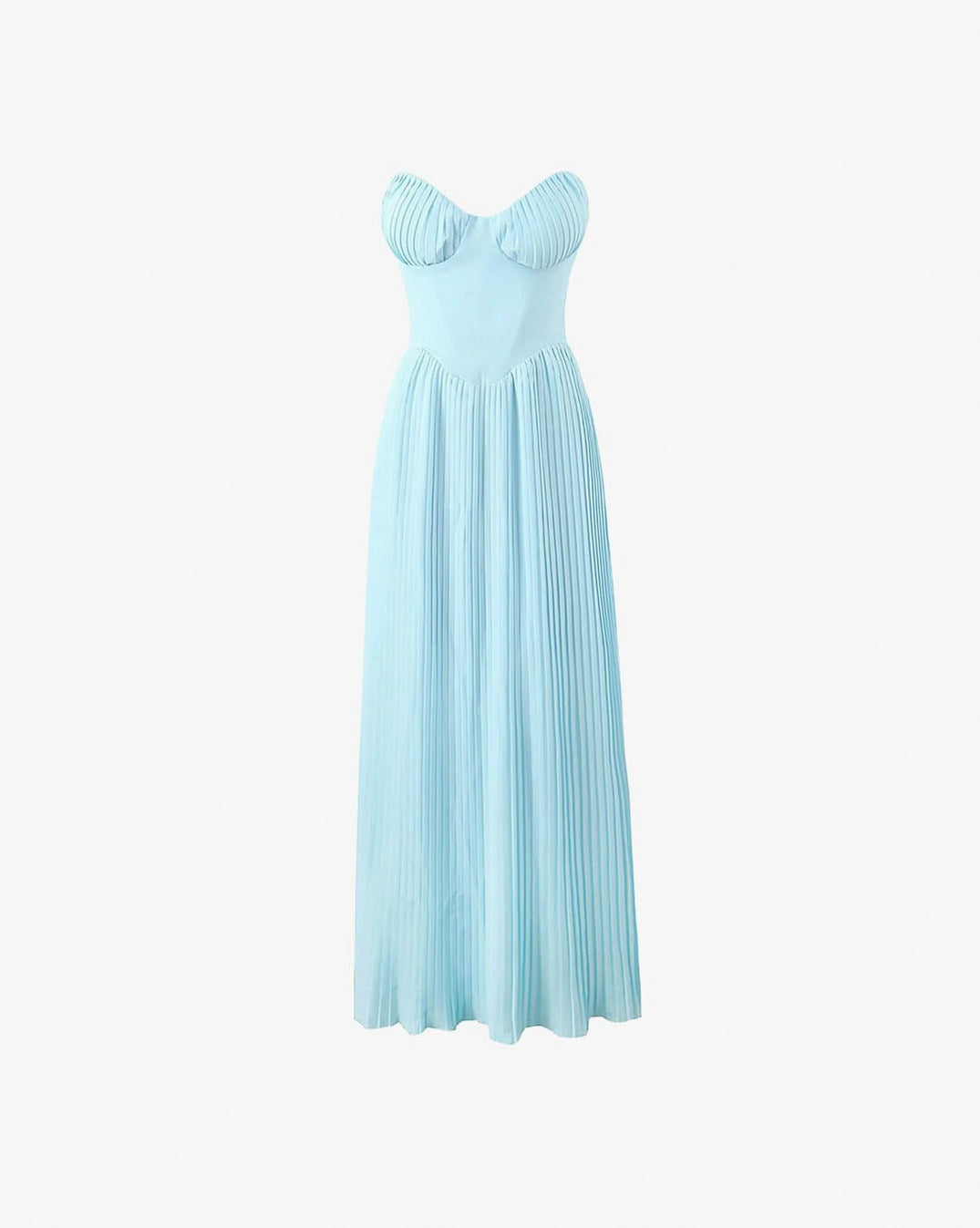 Corset Pleated Strapless Maxi Dress
