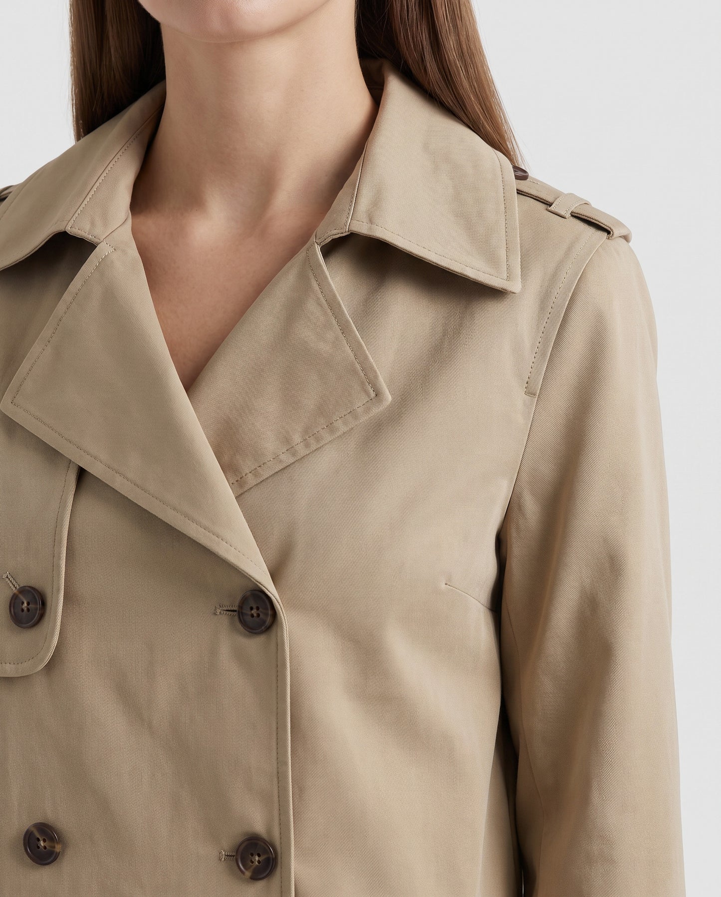 Cropped Double Breasted Trench Coat