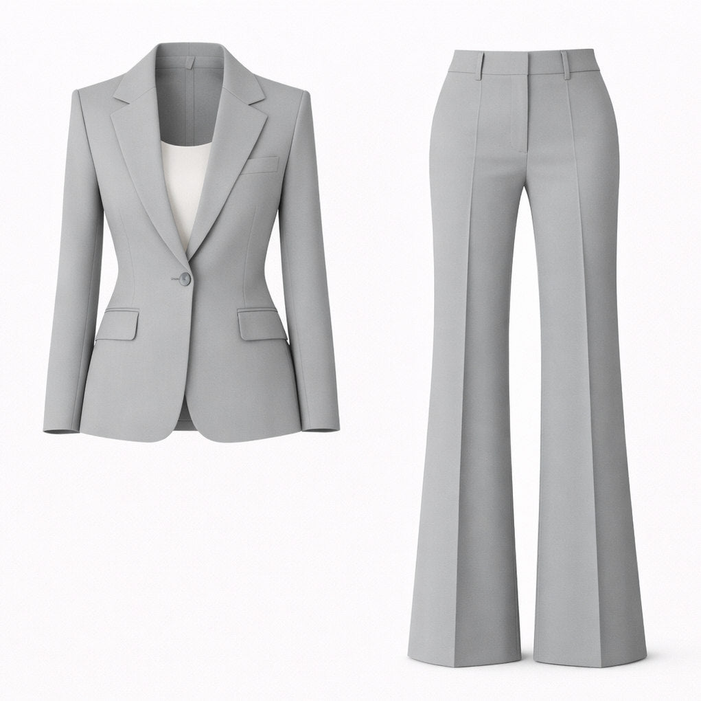 Fitted Long Sleeve Button Front Classic Tailored Blazer