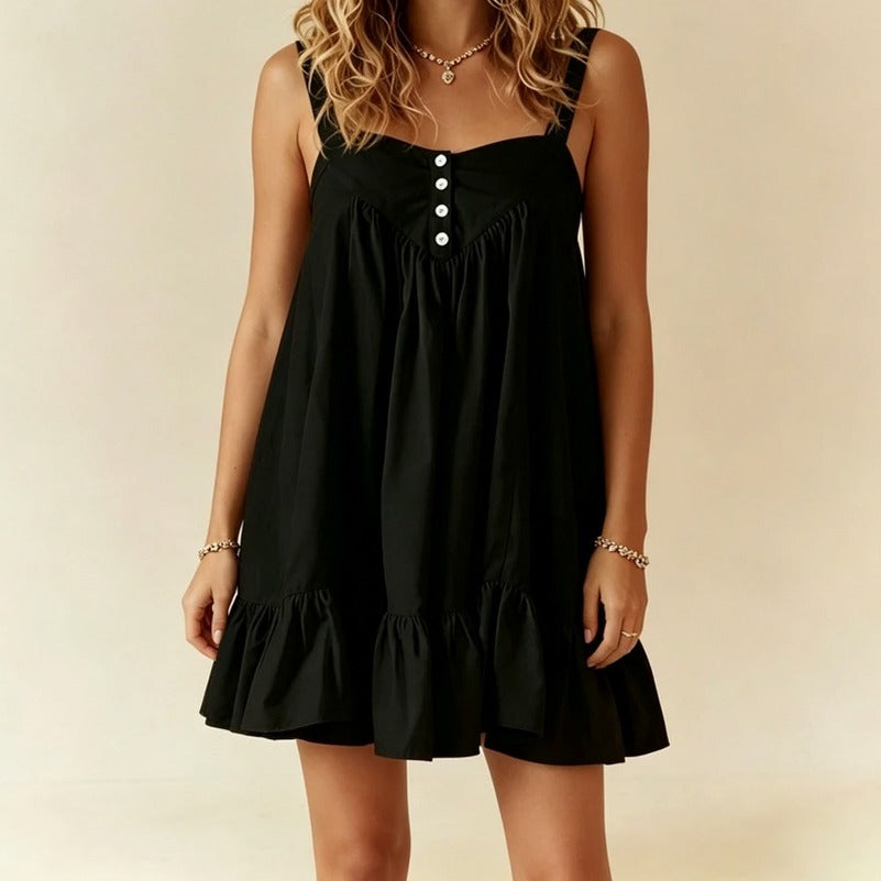 Poplin Babydoll Tiered Mini Dress