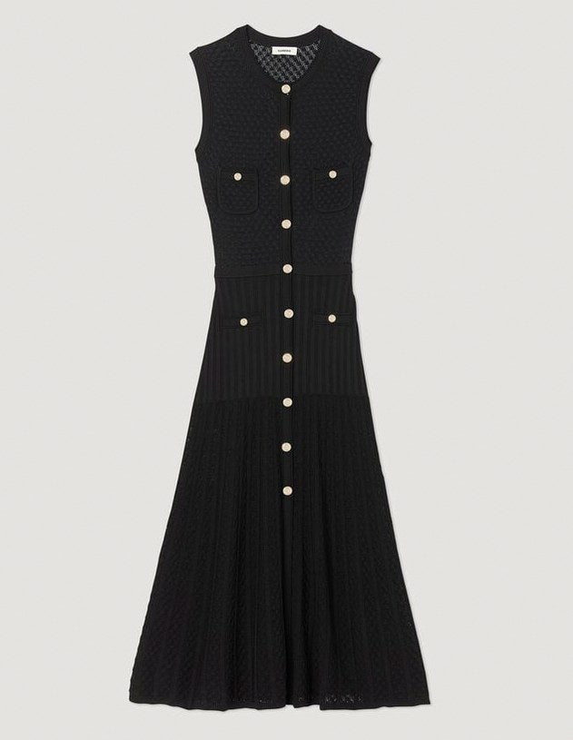 Knit Button Front Midi Dress