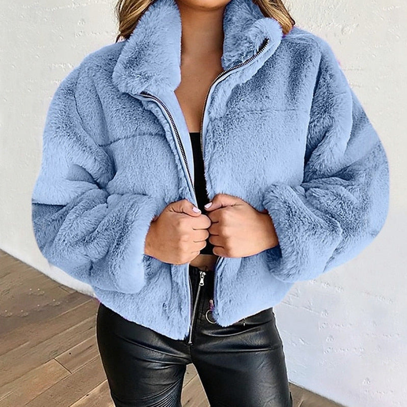 Plush Zip Up Puffer Jacket