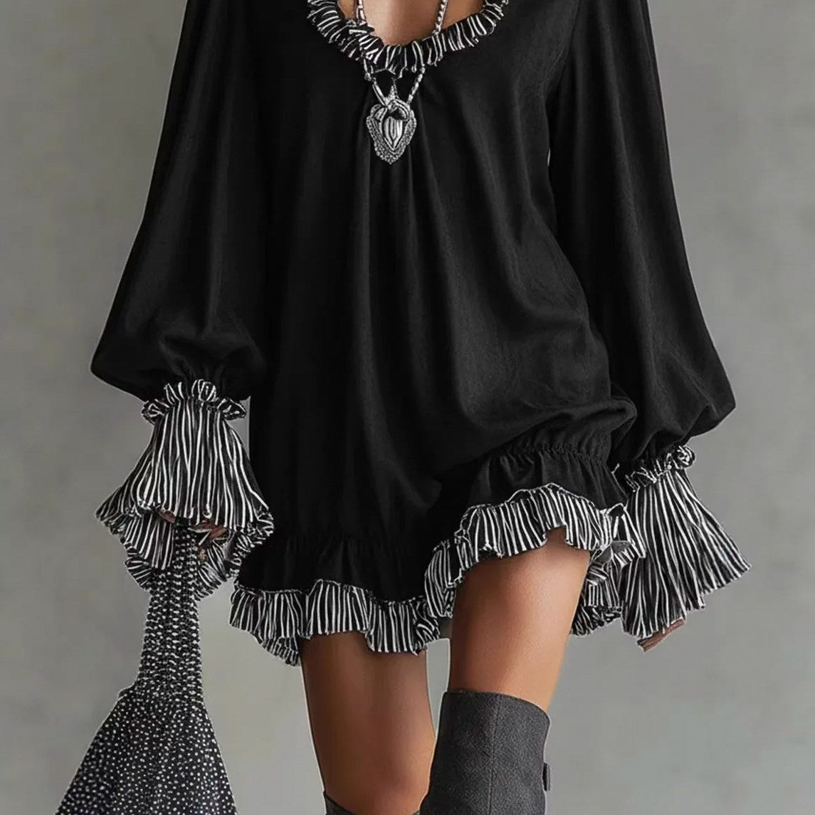 Ruffle Long Sleeve Mini Dress