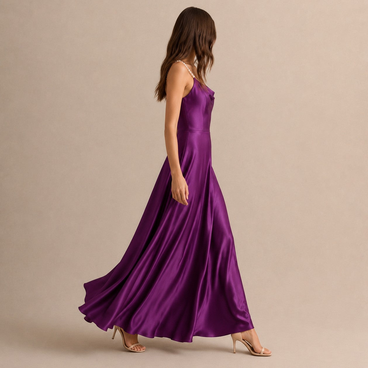 Satin Cowl Neck Maxi Dress