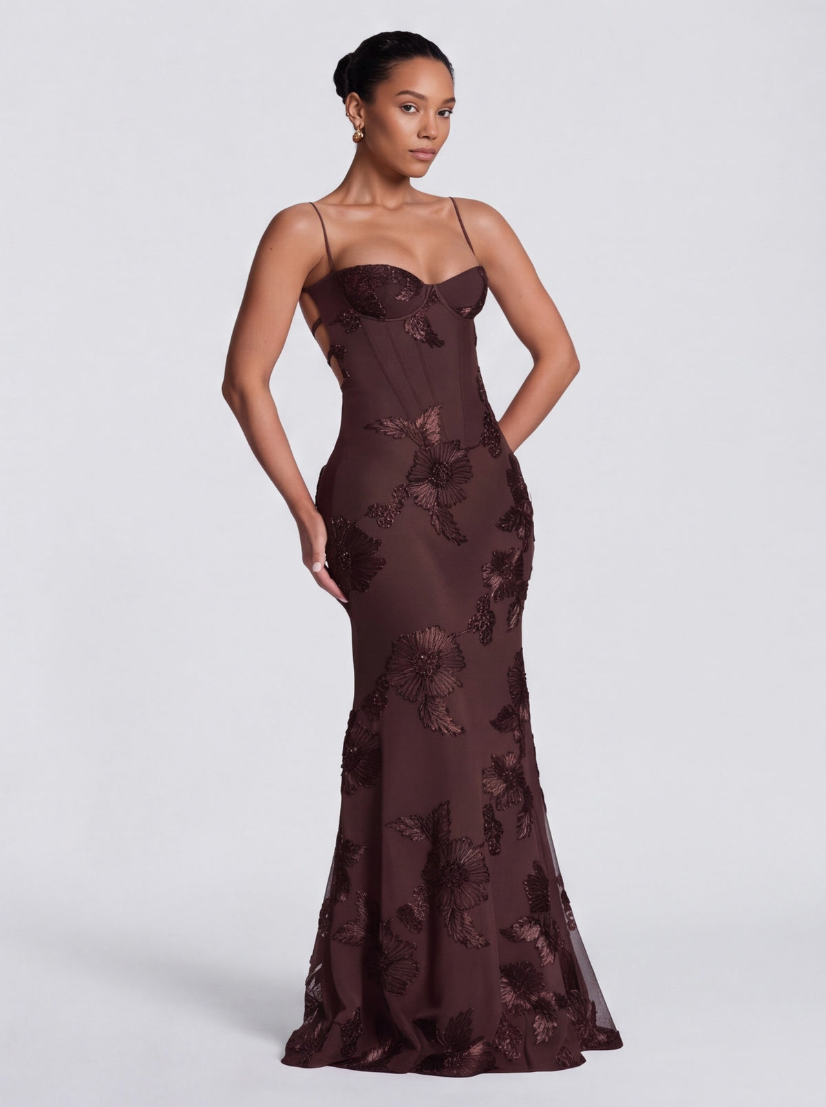 Sequin Corset Backless Maxi Dress