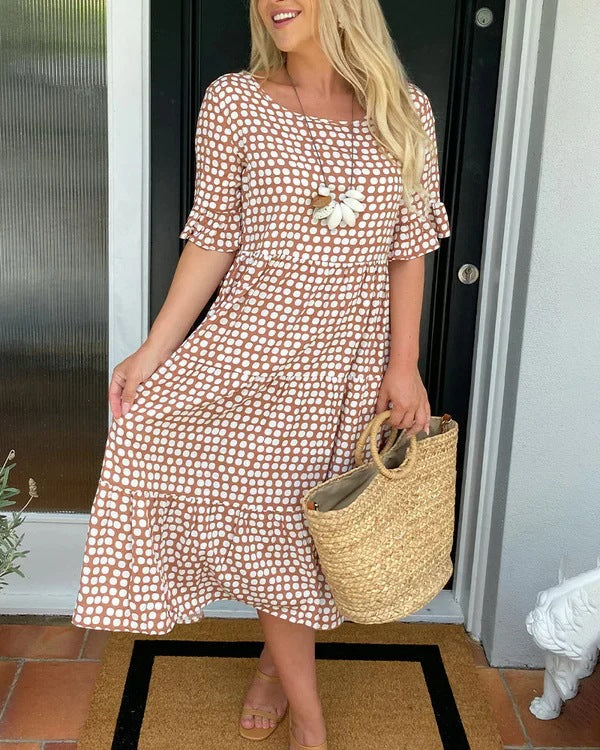 Polka Dot Tiered Midi Dress