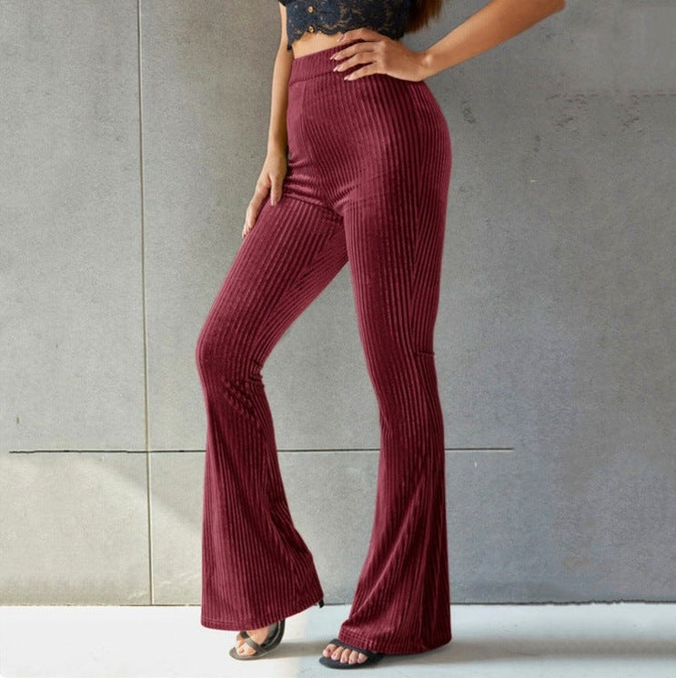 Velvet Ribbed Flare Pants