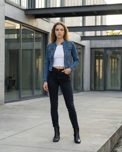 The Moto Zip Collarless Jacket