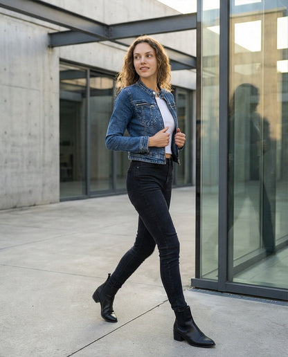 The Moto Zip Collarless Jacket