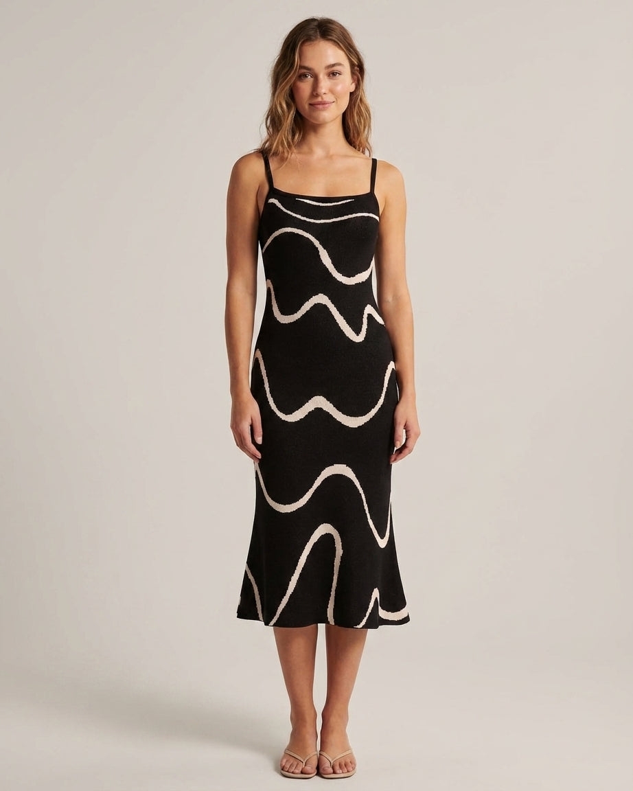 Black Knit Midi Dress