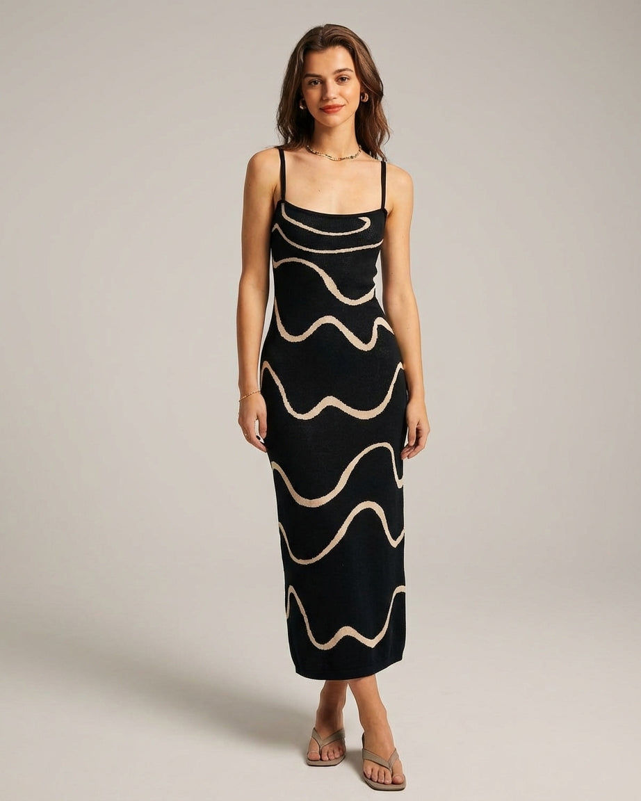 Black Knit Midi Dress