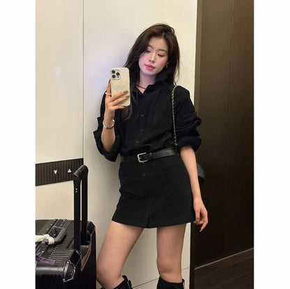 Belted Long Sleeve Shirt Dress