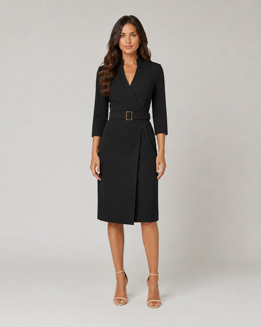 Belted Wrap Midi Dress