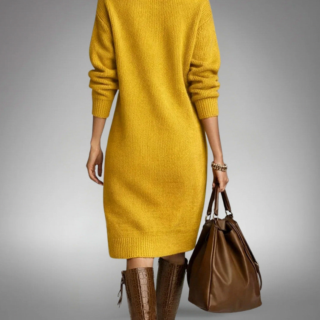 Button Front Knit Midi Sweater Dress