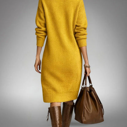 Button Front Knit Midi Sweater Dress