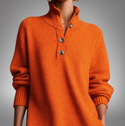 Button Front Knit Midi Sweater Dress
