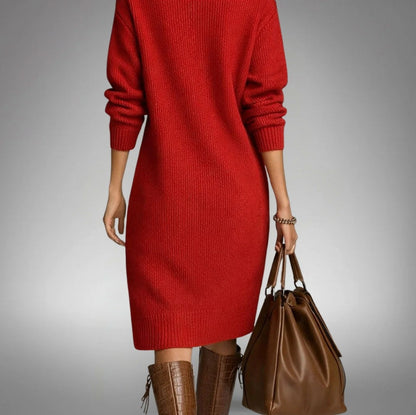Button Front Knit Midi Sweater Dress