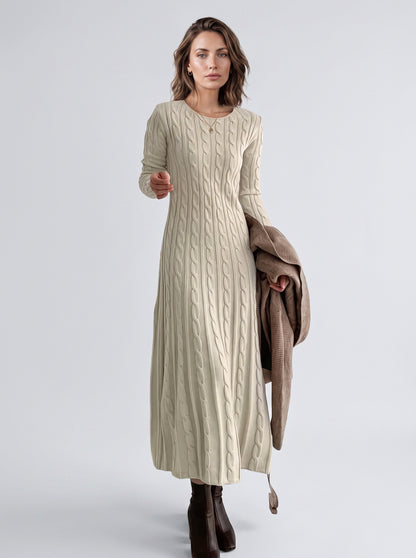 Cable Knit Long Sleeve Maxi Dress