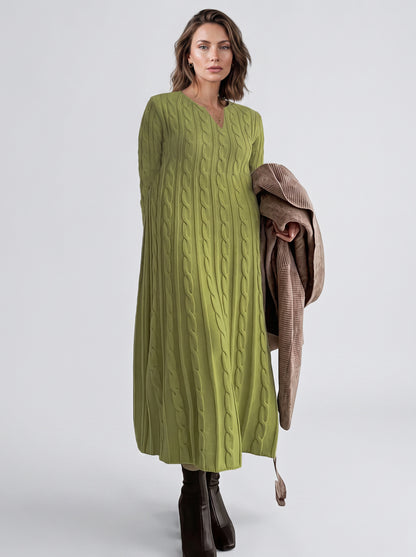 Cable Knit Long Sleeve Maxi Dress