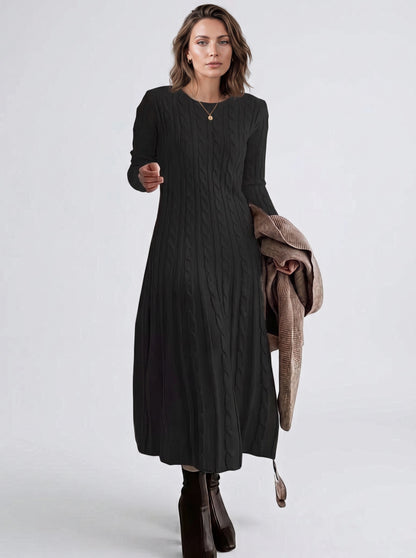 Cable Knit Long Sleeve Maxi Dress