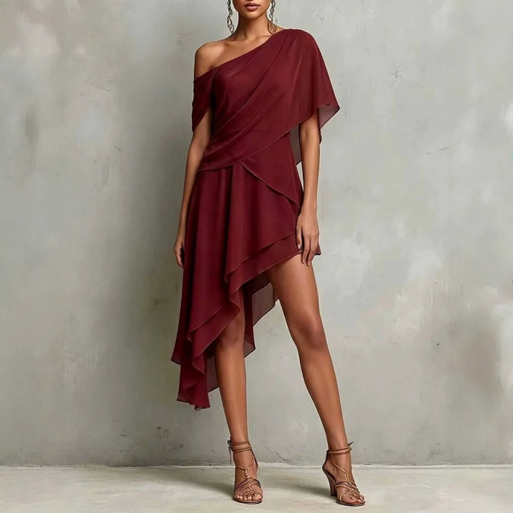 Chiffon Asymmetrical Mini Dress