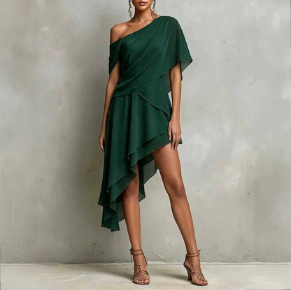 Chiffon Asymmetrical Mini Dress