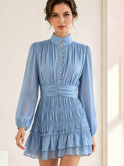 Chiffon Button Front Mini Dress
