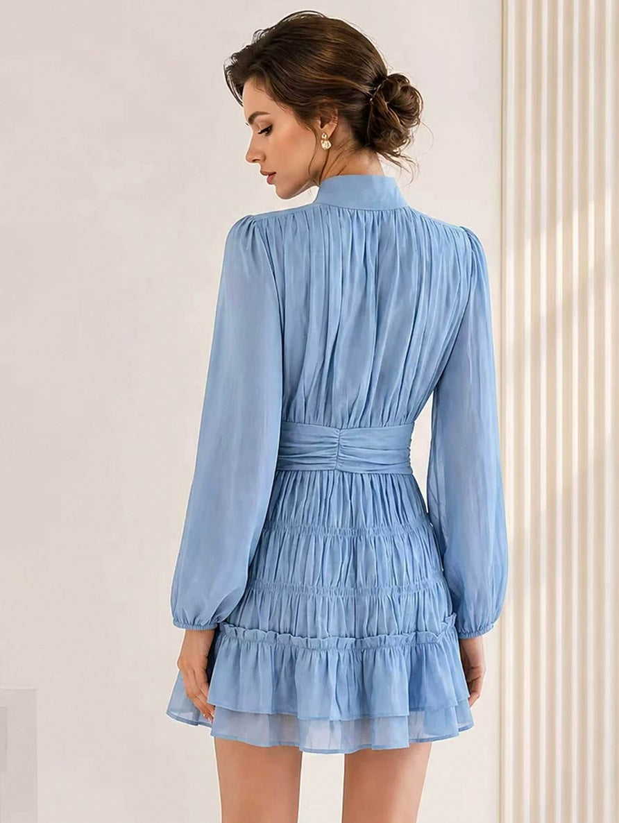 Chiffon Button Front Mini Dress