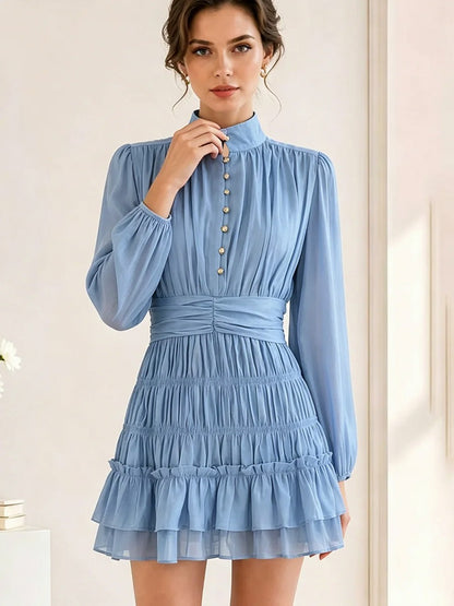 Chiffon Button Front Mini Dress