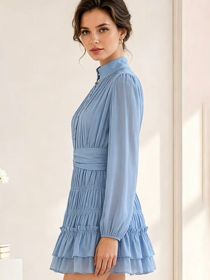 Chiffon Button Front Mini Dress