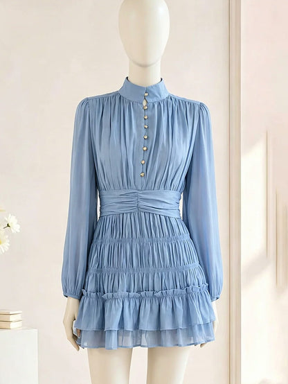 Chiffon Button Front Mini Dress
