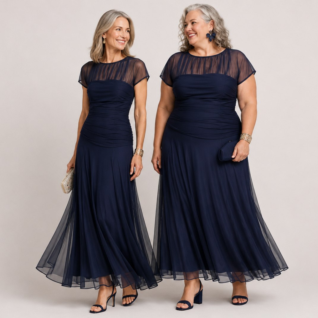 Chiffon Cap Sleeve Maxi Dress