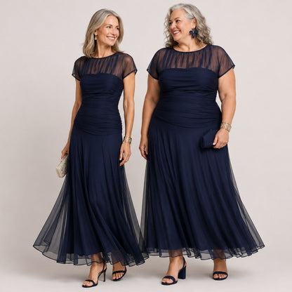 Chiffon Cap Sleeve Maxi Dress