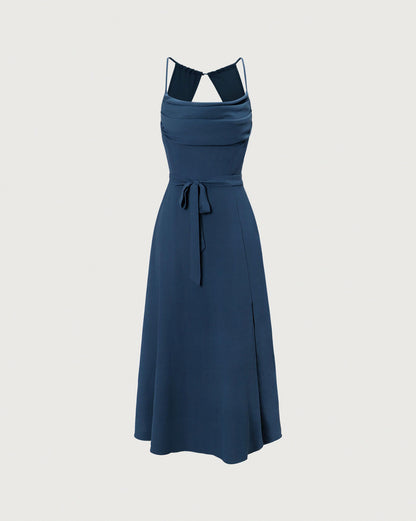 Chiffon Cowl Neck Maxi Dress