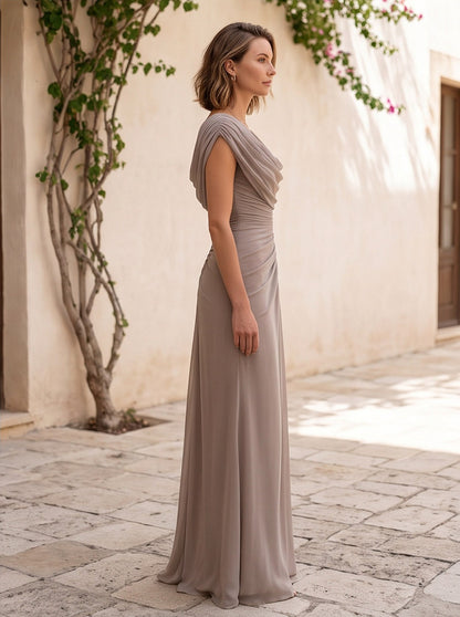 Chiffon Cowl Neck Maxi Dress