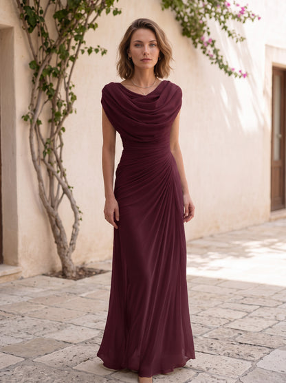 Chiffon Cowl Neck Maxi Dress
