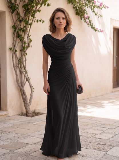 Chiffon Cowl Neck Maxi Dress