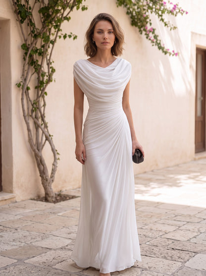 Chiffon Cowl Neck Maxi Dress