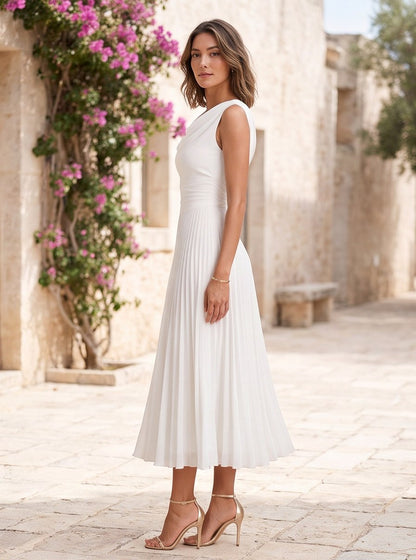 Chiffon Cowl Neck Midi Dress