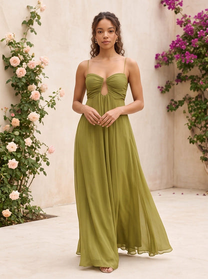 Chiffon Cutout Back Maxi Dress