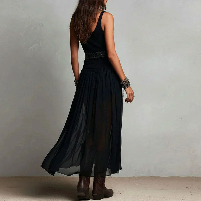 Chiffon Drop Waist Maxi Dress