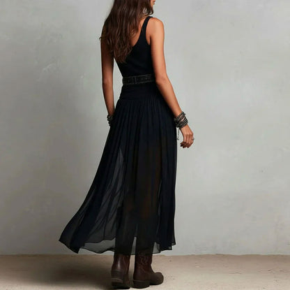 Chiffon Drop Waist Maxi Dress