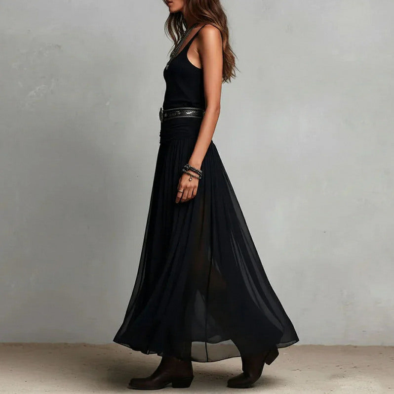 Chiffon Drop Waist Maxi Dress