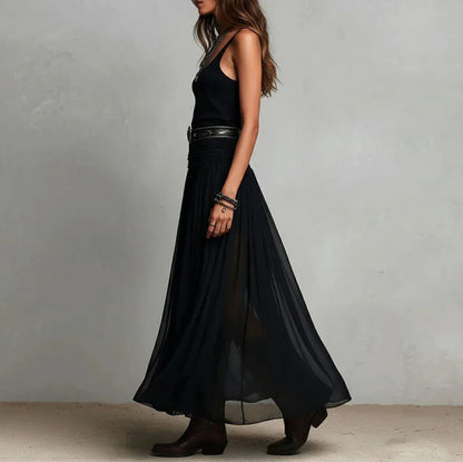 Chiffon Drop Waist Maxi Dress