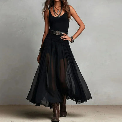 Chiffon Drop Waist Maxi Dress