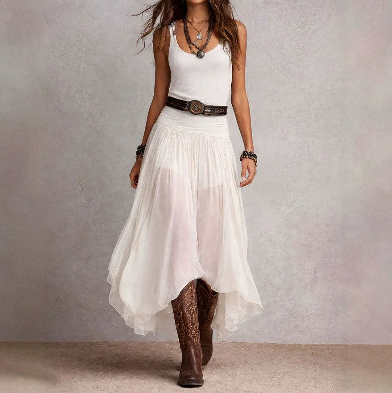 Chiffon Drop Waist Maxi Dress