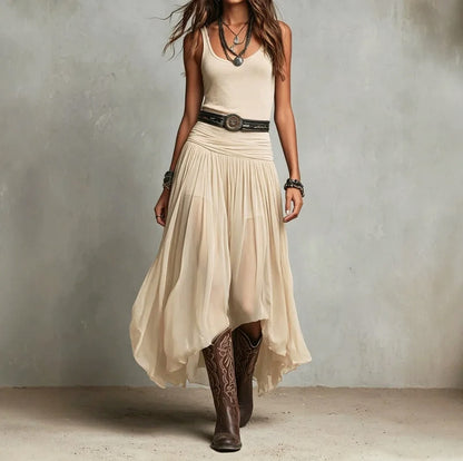 Chiffon Drop Waist Maxi Dress