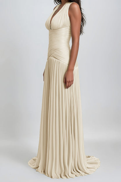 Chiffon Halter Drop Waist Maxi Dress